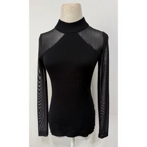 Almost Famous Women's Mesh Sheer Mock Neck Top sz M Grunge Whimsigoth Fairy